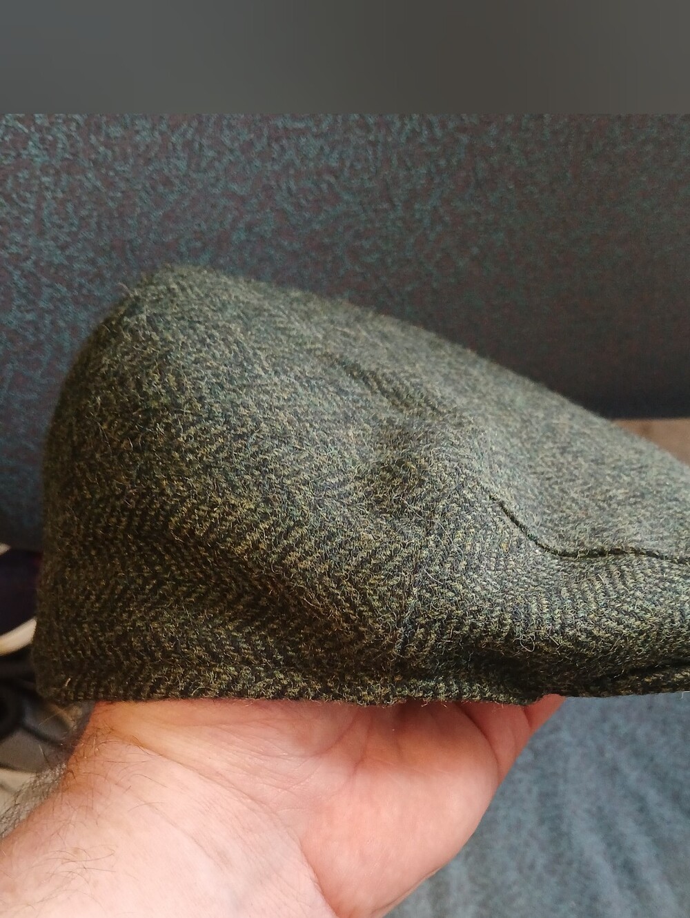 UK Major Wool Blend Men's Olive Green Tweed Flat Driving Cap